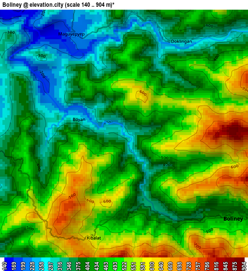 Boliney elevation map