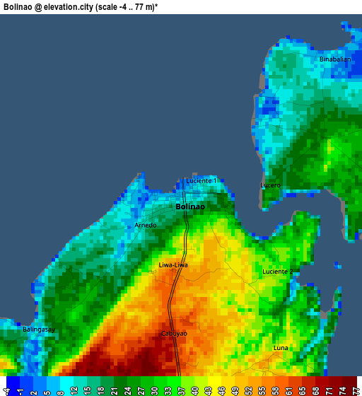 Bolinao elevation map