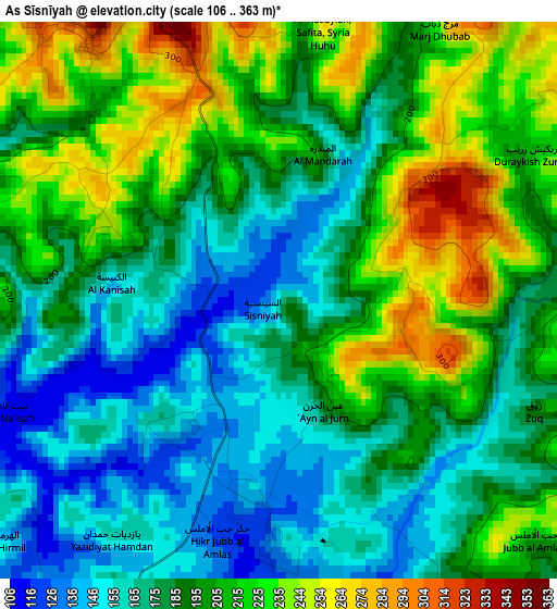 As Sīsnīyah elevation map