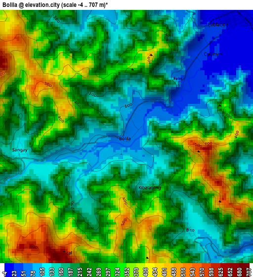 Bolila elevation map