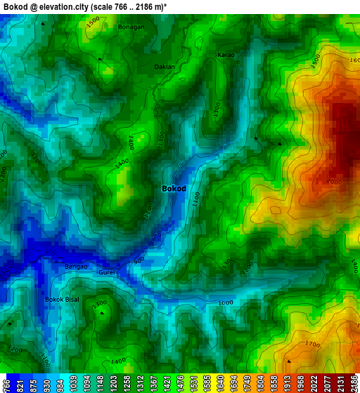 Bokod elevation map