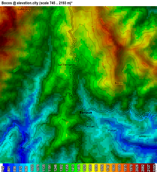 Bocos elevation map