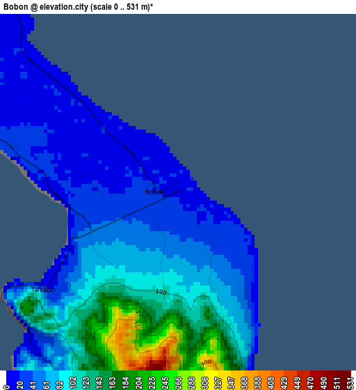 Bobon elevation map