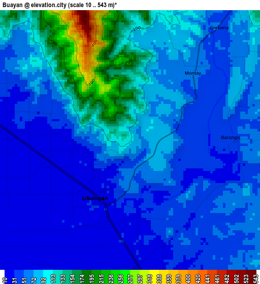 Buayan elevation map