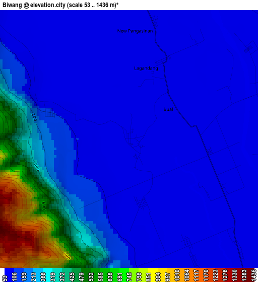 Biwang elevation map