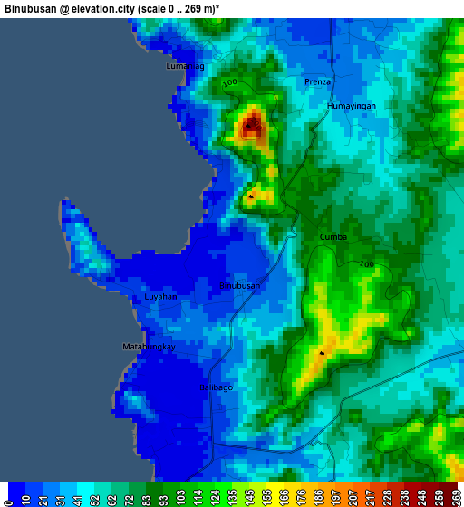 Binubusan elevation map