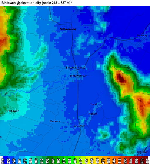 Bintawan elevation map