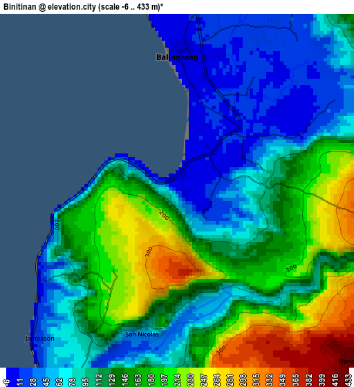 Binitinan elevation map