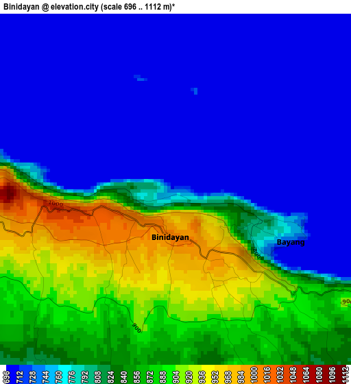 Binidayan elevation map