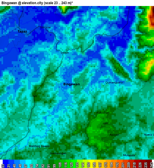 Bingawan elevation map