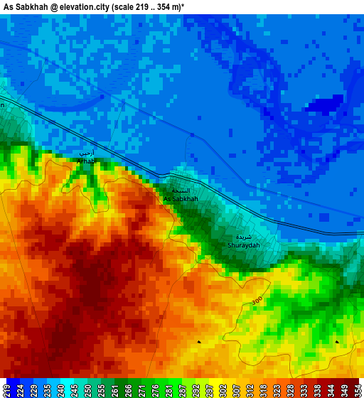 As Sabkhah elevation map