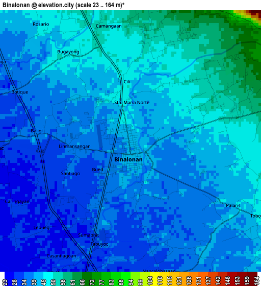 Binalonan elevation map