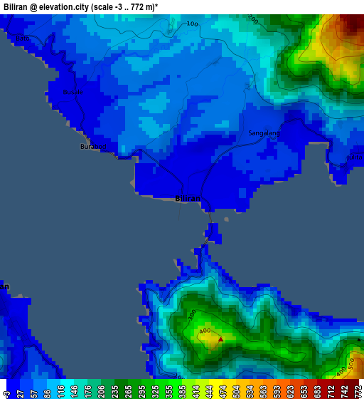 Biliran elevation map