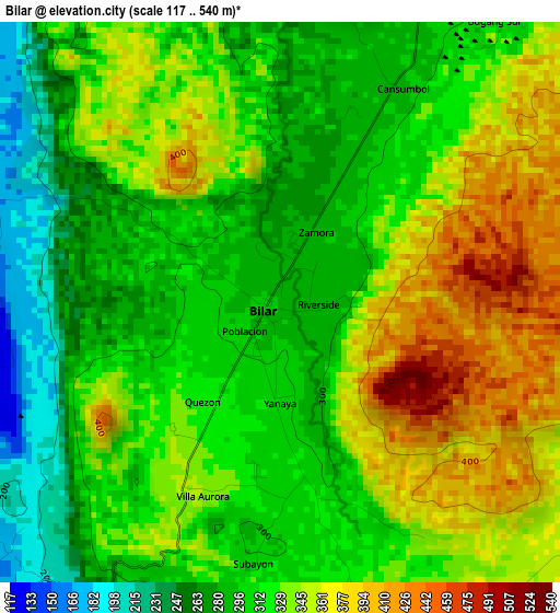 Bilar elevation map