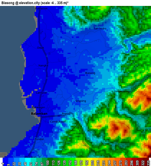 Biasong elevation map