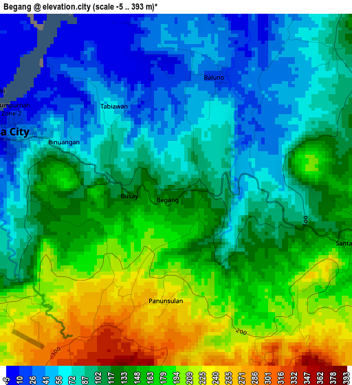 Begang elevation map