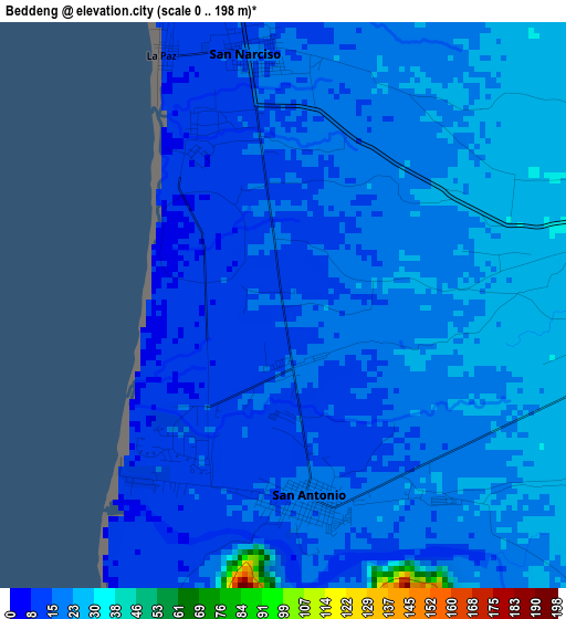 Beddeng elevation map