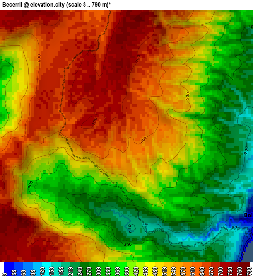 Becerril elevation map