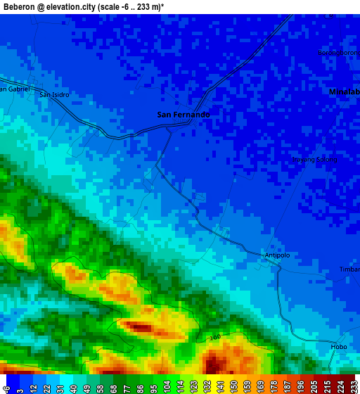 Beberon elevation map