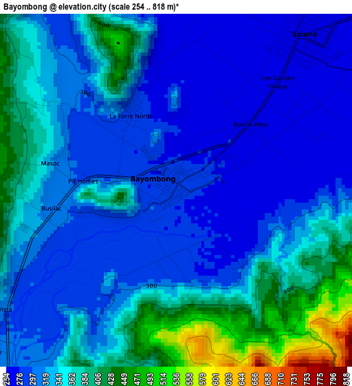 Bayombong elevation map