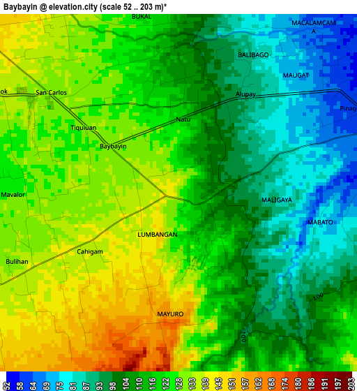 Baybayin elevation map