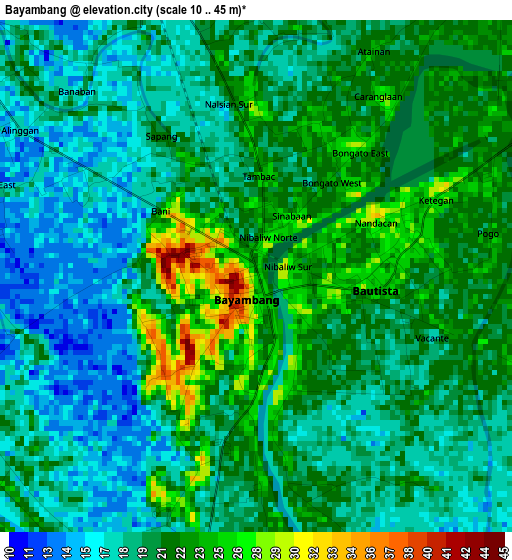 Bayambang elevation map