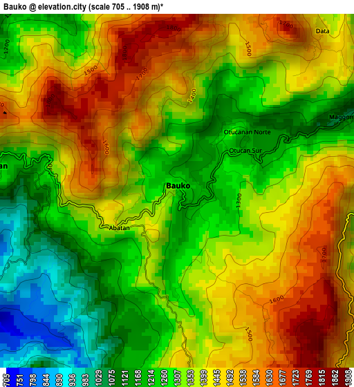 Bauko elevation map