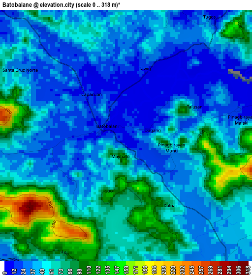 Batobalane elevation map