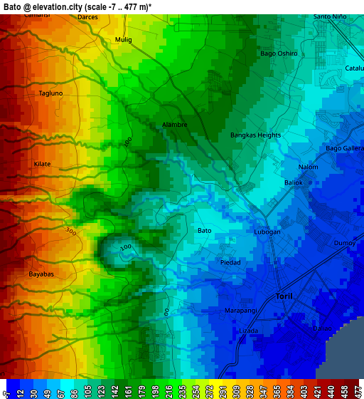 Bato elevation map