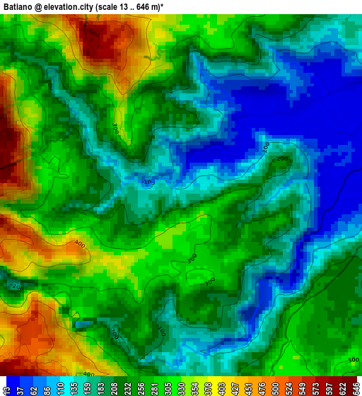 Batiano elevation map