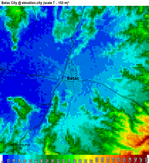 Batac City elevation map