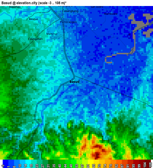 Basud elevation map