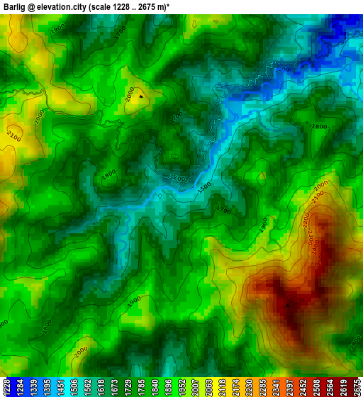 Barlig elevation map