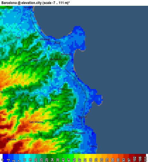 Barcelona elevation map