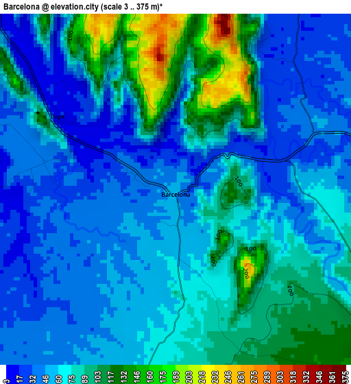 Barcelona elevation map