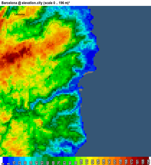 Barcelona elevation map