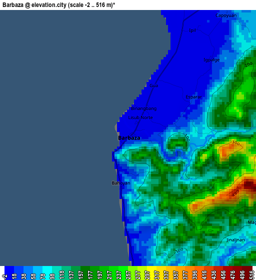 Barbaza elevation map