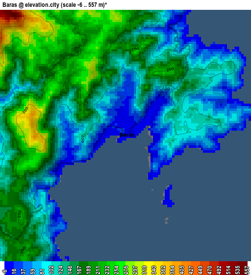 Baras elevation map
