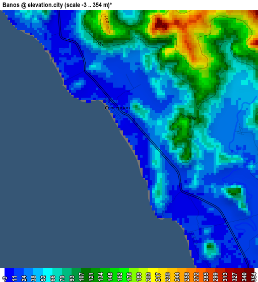 Banos elevation map