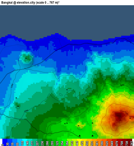 Bangkal elevation map