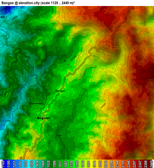 Bangao elevation map