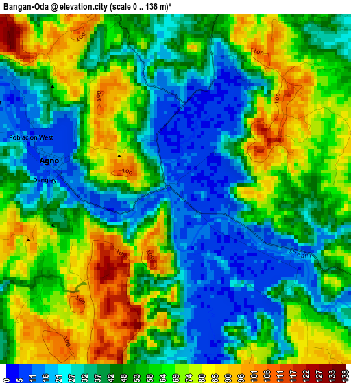 Bangan-Oda elevation map