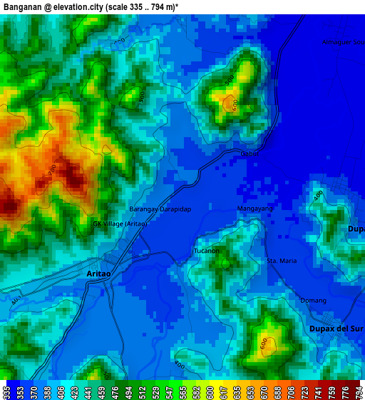 Banganan elevation map