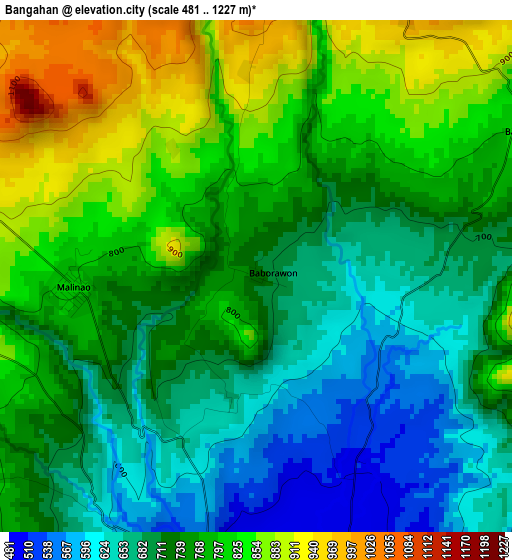 Bangahan elevation map