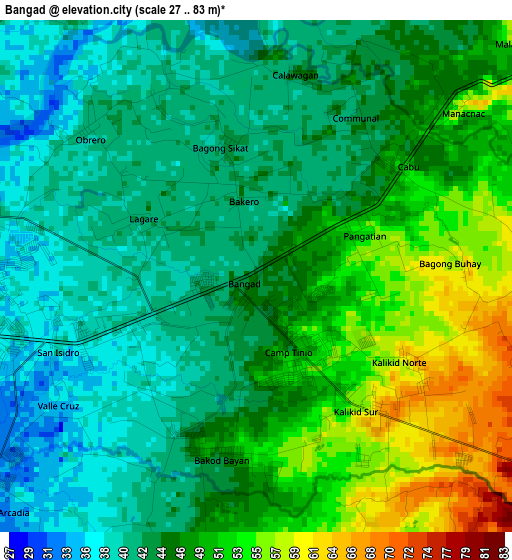 Bangad elevation map