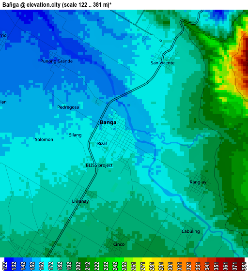 Bañga elevation map