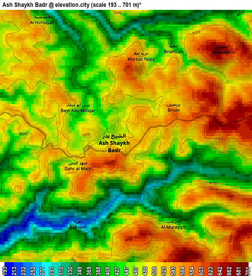 Ash Shaykh Badr elevation map