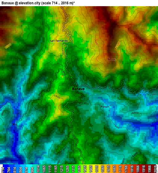 Banaue elevation map