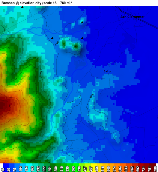 Bamban elevation map