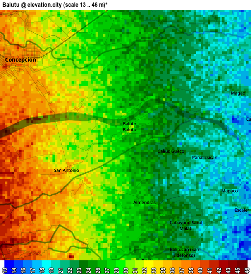 Balutu elevation map